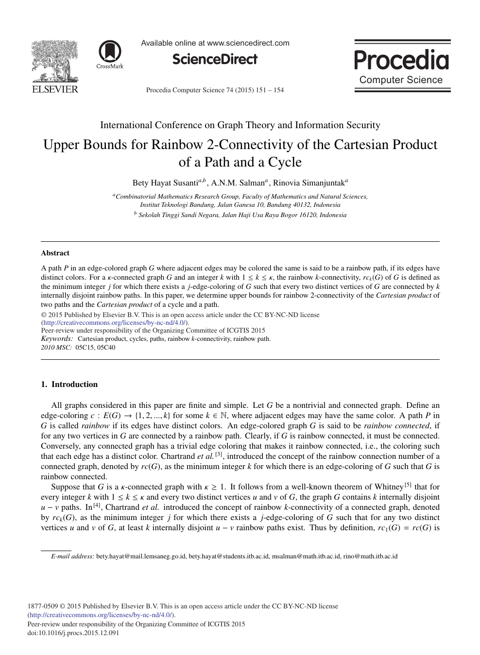 Upper Bounds For Rainbow 2 Connectivity Of The Cartesian Product Of A Path And A Cycle Topic Of Research Paper In Materials Engineering Download Scholarly Article Pdf And Read For Free On