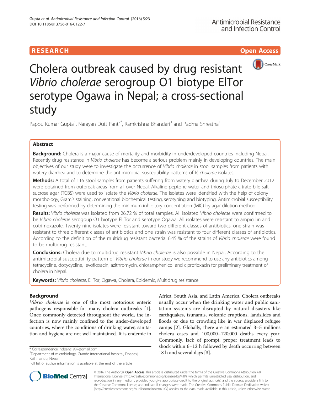 cholera research paper introduction
