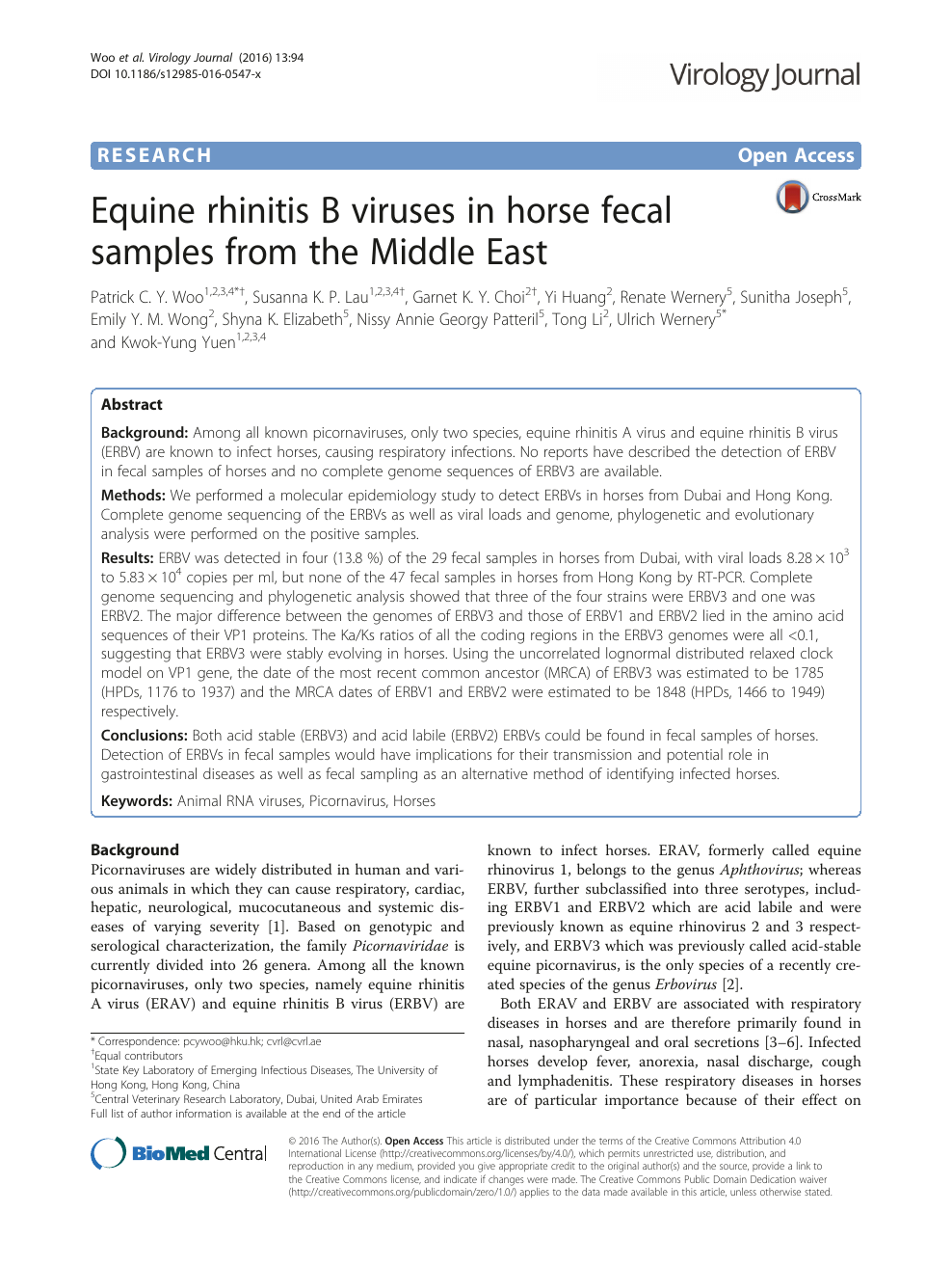 Equine Rhinitis B Viruses In Horse Fecal Samples From The Middle East Topic Of Research Paper In Veterinary Science Download Scholarly Article Pdf And Read For Free On Cyberleninka Open Science