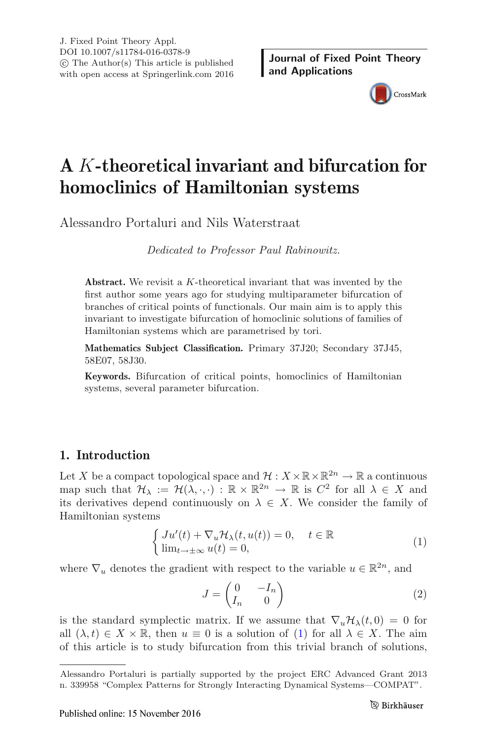 A K Theoretical Invariant And Bifurcation For Homoclinics Of Hamiltonian Systems Topic Of Research Paper In Mathematics Download Scholarly Article Pdf And Read For Free On Cyberleninka Open Science Hub