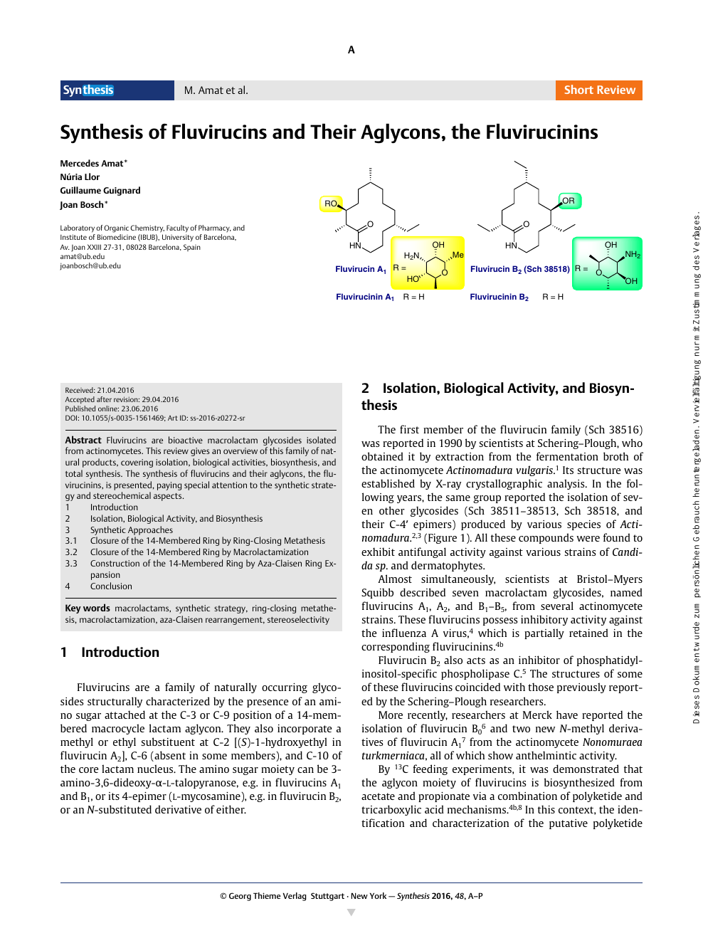 Synthesis of Fluvirucins and Their Aglycons, the Fluvirucinins – topic of  research paper in Chemical sciences. Download scholarly article PDF and  read for free on CyberLeninka open science hub.