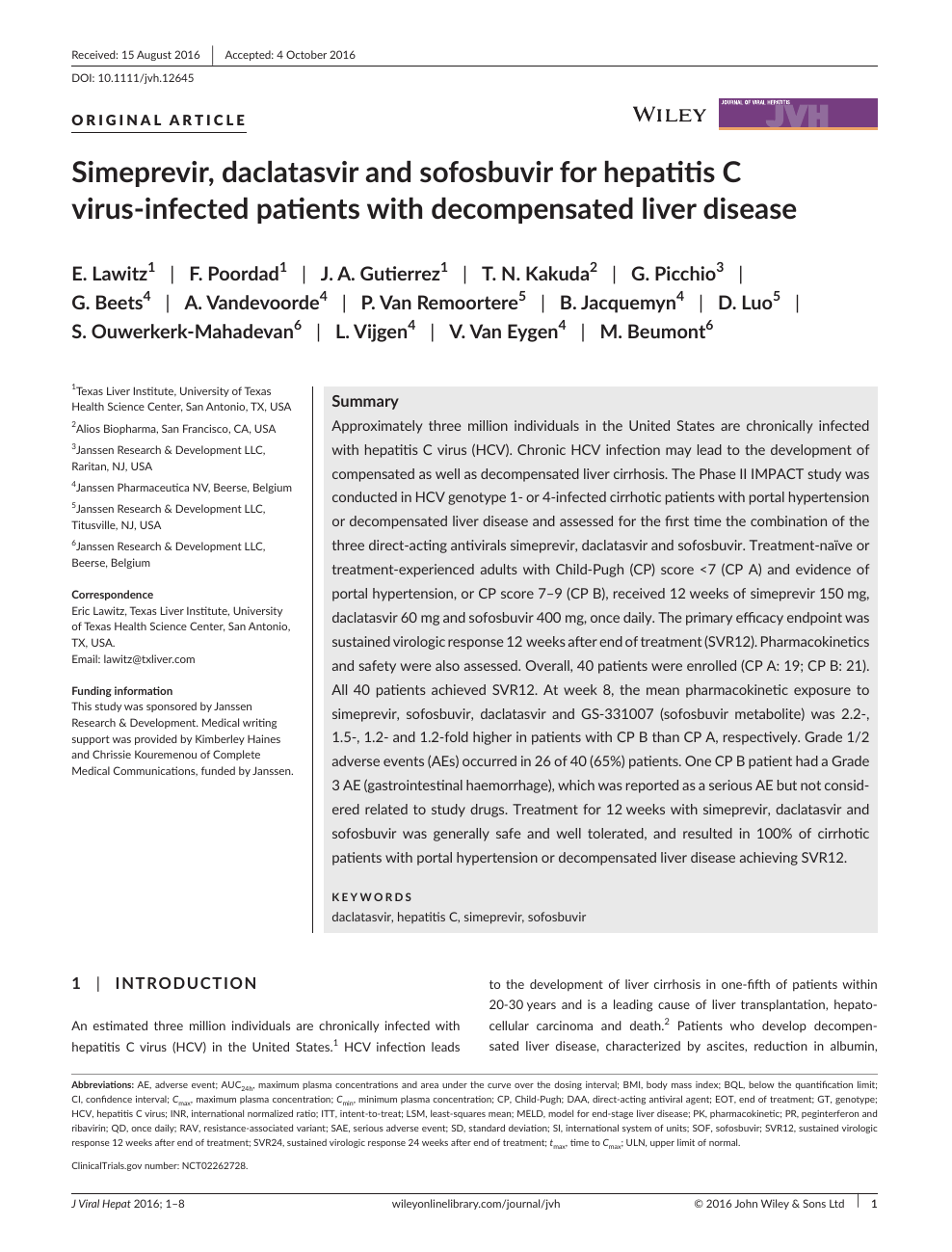 Simeprevir Daclatasvir And Sofosbuvir For Hepatitis C Virus Infected Patients With Decompensated Liver Disease Topic Of Research Paper In Clinical Medicine Download Scholarly Article Pdf And Read For Free On Cyberleninka Open