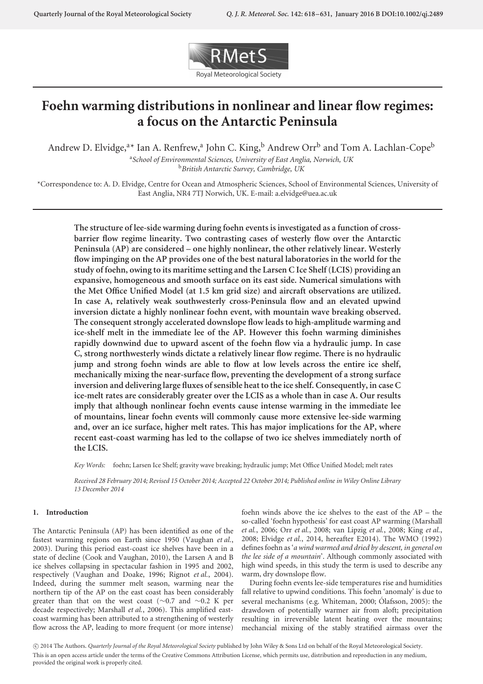 Foehn Warming Distributions In Nonlinear And Linear Flow Regimes A Focus On The Antarctic Peninsula Topic Of Research Paper In Earth And Related Environmental Sciences Download Scholarly Article Pdf And Read