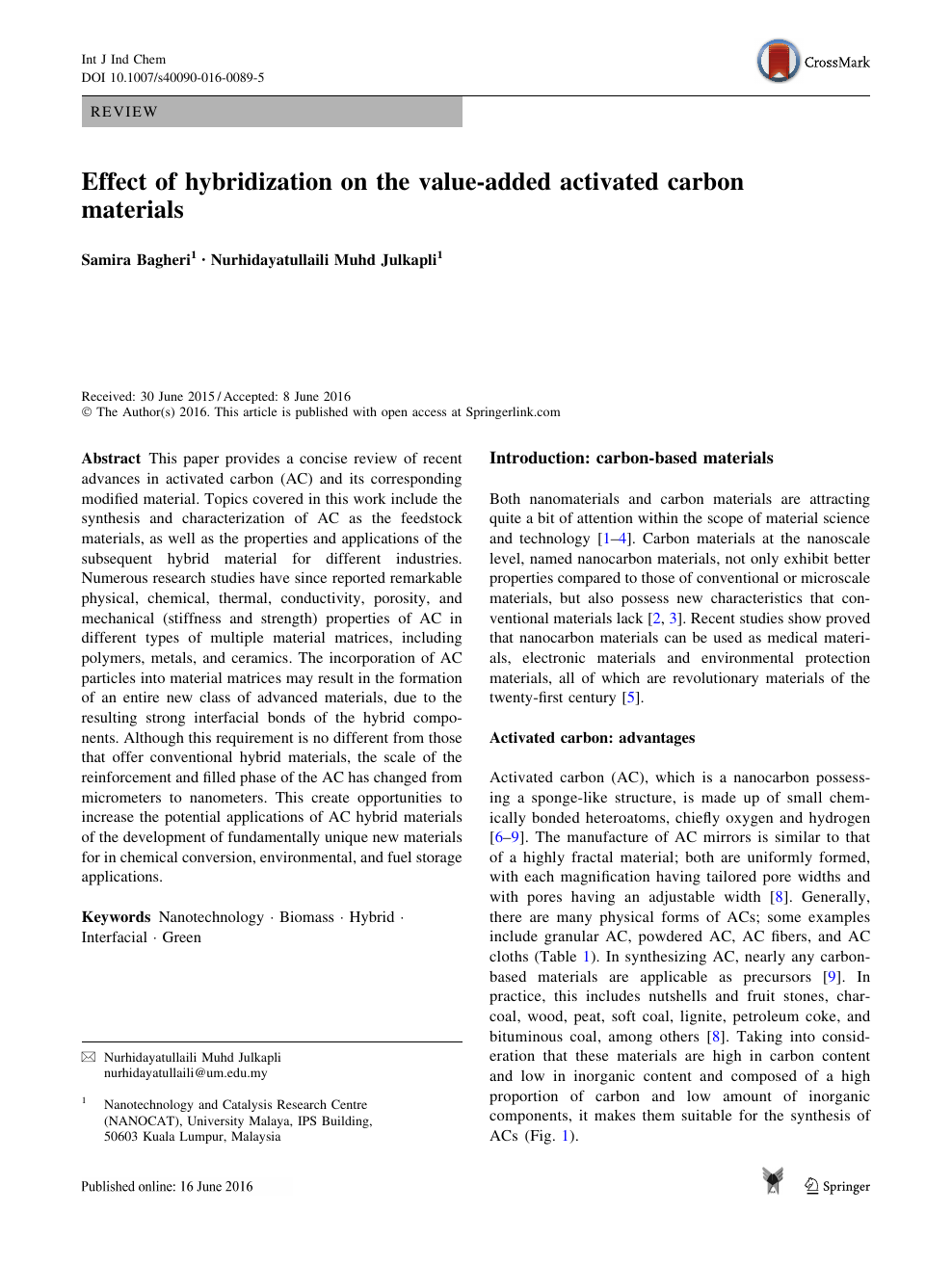 Cellulose acetate-TiO2 and activated carbon electrospun composite
