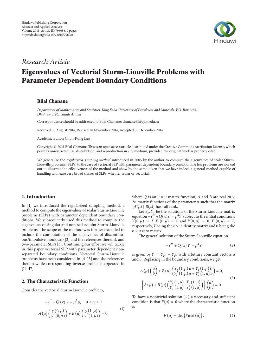 Eigenvalues Of Vectorial Sturm Liouville Problems With Parameter Dependent Boundary Conditions Topic Of Research Paper In Mathematics Download Scholarly Article Pdf And Read For Free On Cyberleninka Open Science Hub