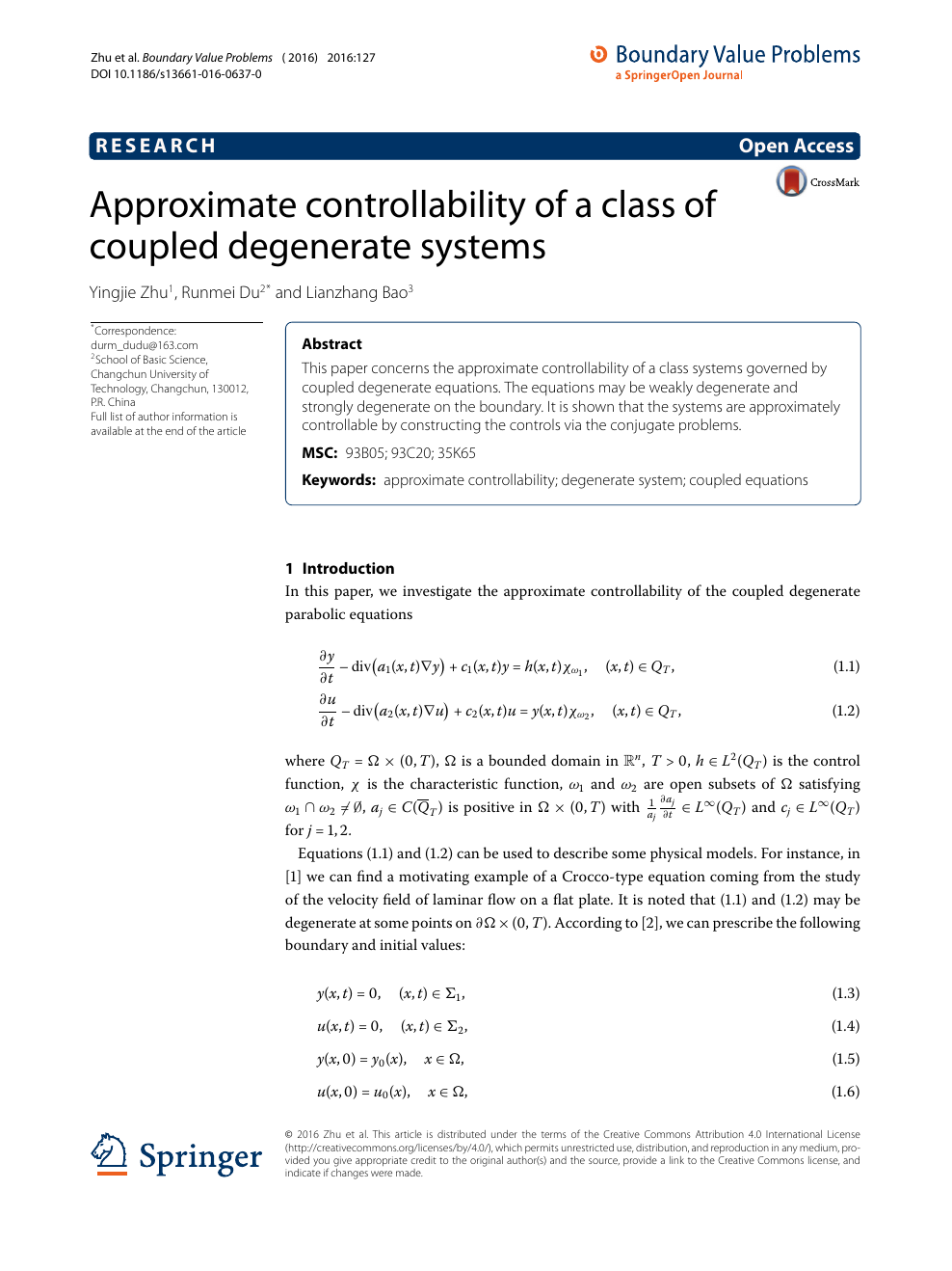 Approximate Controllability Of A Class Of Coupled Degenerate Systems Topic Of Research Paper In Mathematics Download Scholarly Article Pdf And Read For Free On Cyberleninka Open Science Hub