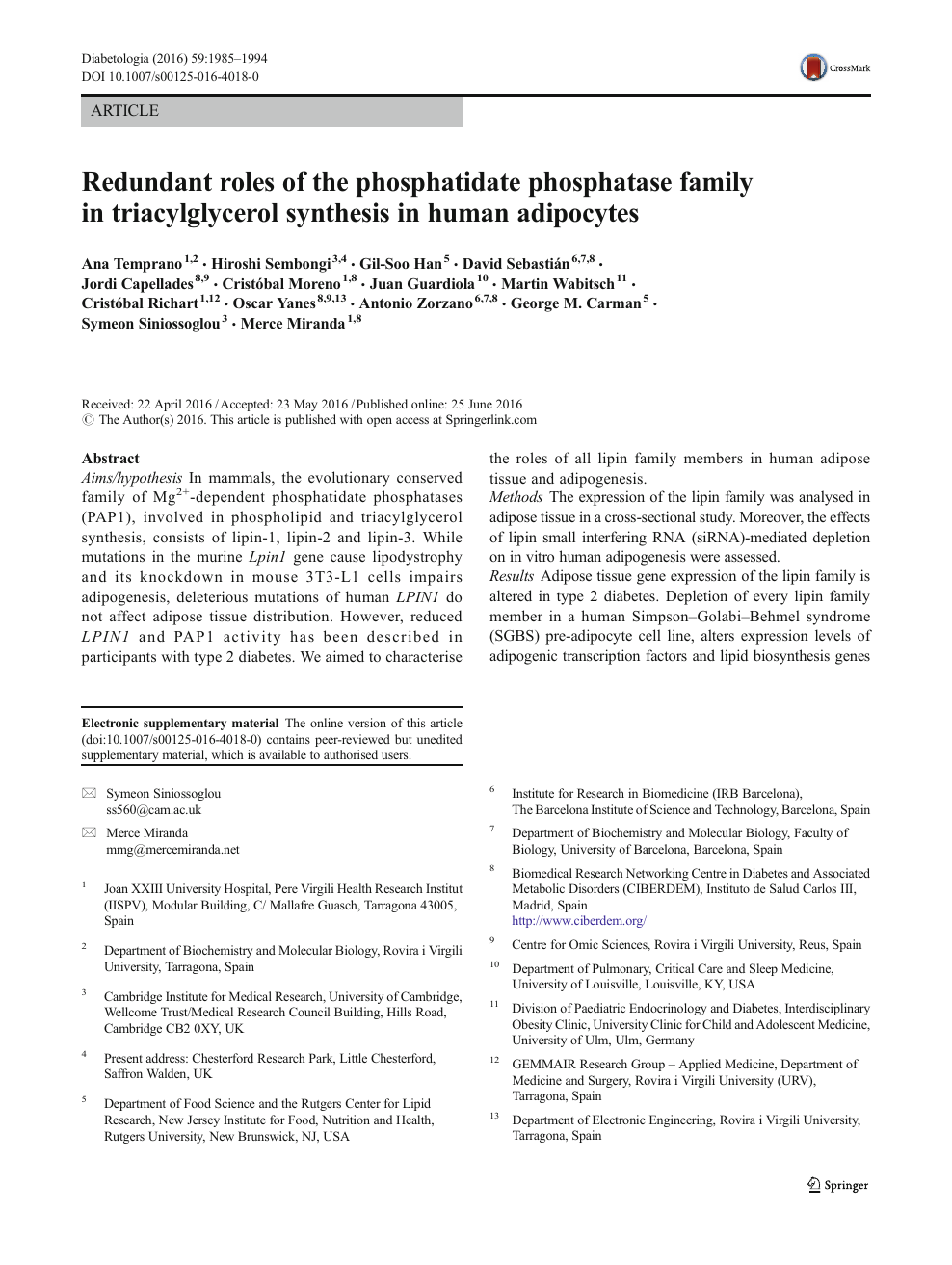 Redundant Roles Of The Phosphatidate Phosphatase Family In Triacylglycerol Synthesis In Human Adipocytes Topic Of Research Paper In Biological Sciences Download Scholarly Article Pdf And Read For Free On Cyberleninka Open