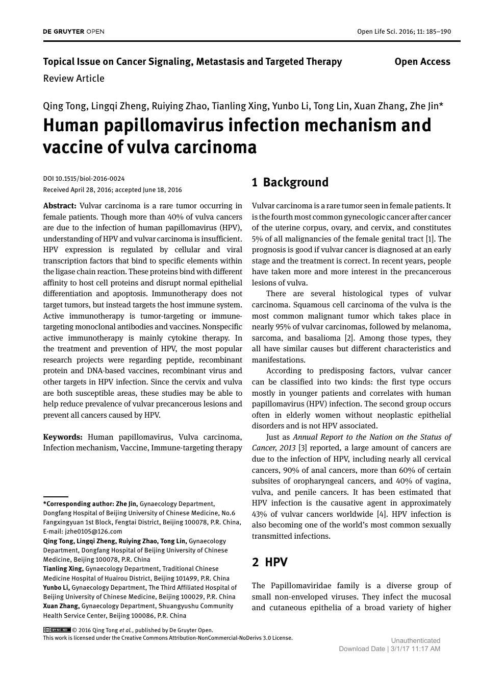 human papillomavirus review article