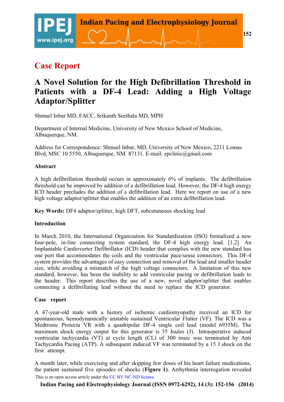 A Novel Solution For The High Defibrillation Threshold In Patients With A Df 4 Lead Adding A High Voltage Adaptor Splitter Topic Of Research Paper In Clinical Medicine Download Scholarly Article Pdf And