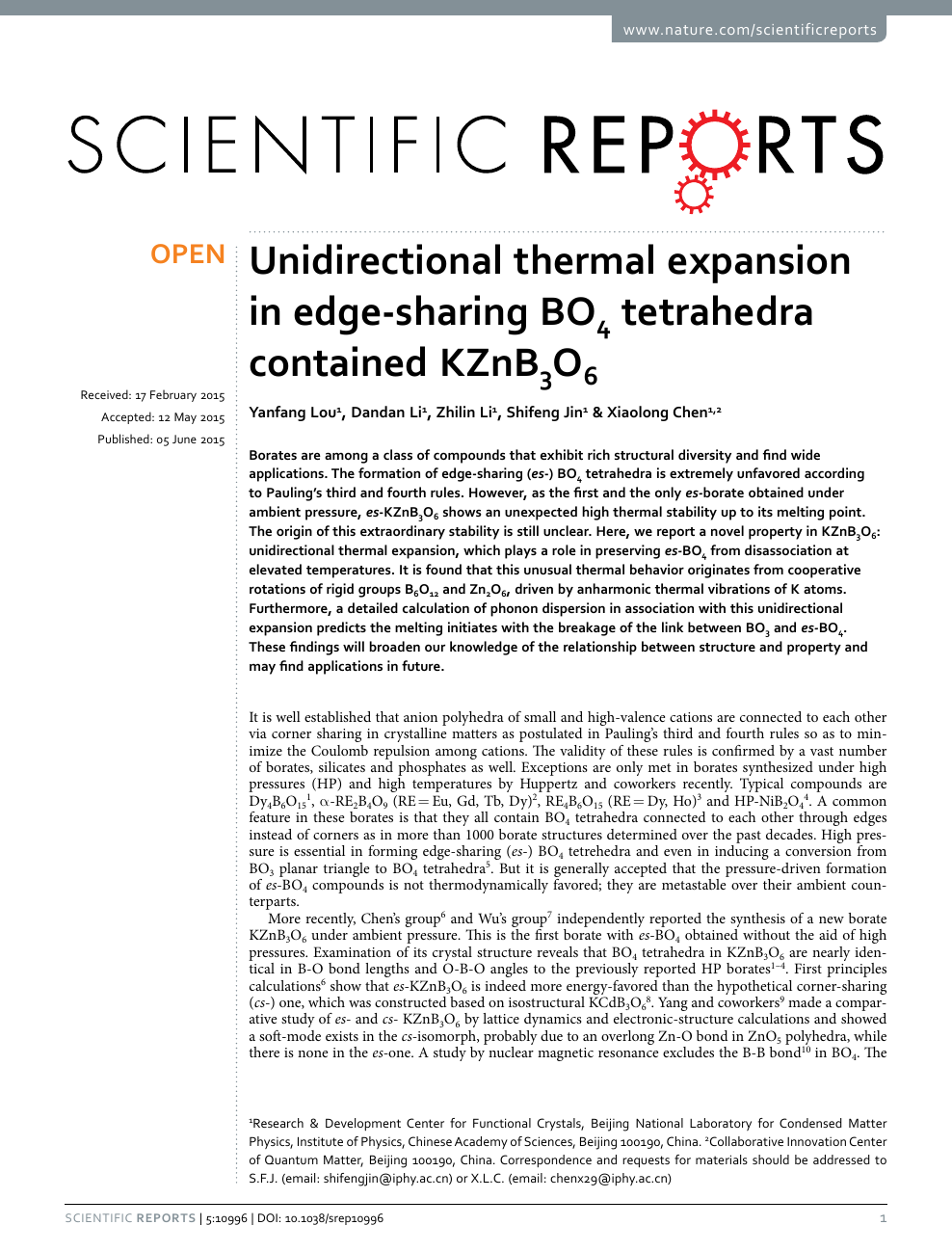 Unidirectional Thermal Expansion In Edge Sharing Bo4 Tetrahedra Contained Kznb3o6 Topic Of Research Paper In Chemical Sciences Download Scholarly Article Pdf And Read For Free On Cyberleninka Open Science Hub