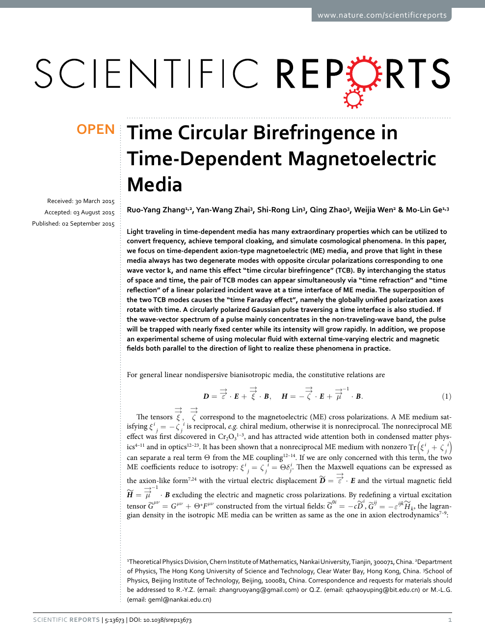 Time Circular Birefringence In Time Dependent Magnetoelectric Media Topic Of Research Paper In Physical Sciences Download Scholarly Article Pdf And Read For Free On Cyberleninka Open Science Hub
