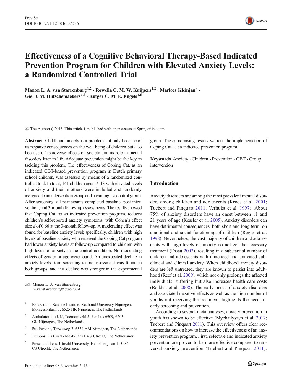 Ongebruikt Effectiveness of a Cognitive Behavioral Therapy-Based Indicated XO-51