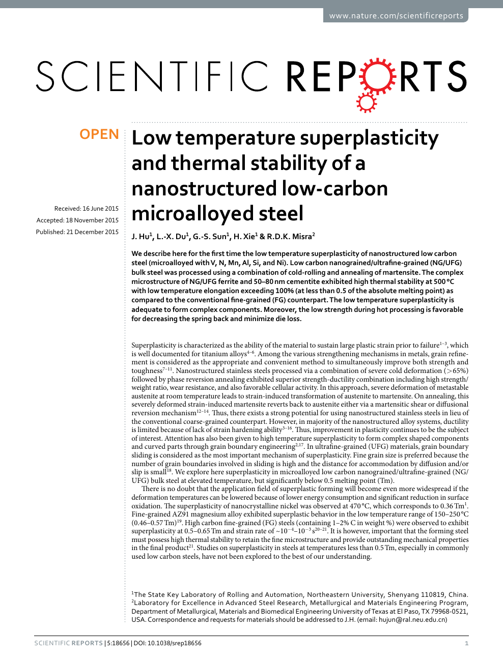 Low Temperature Superplasticity And Thermal Stability Of A Nanostructured Low Carbon Microalloyed Steel Topic Of Research Paper In Materials Engineering Download Scholarly Article Pdf And Read For Free On Cyberleninka Open Science