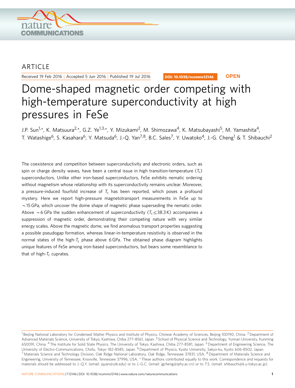 Dome Shaped Magnetic Order Competing With High Temperature Superconductivity At High Pressures In Fese Topic Of Research Paper In Physical Sciences Download Scholarly Article Pdf And Read For Free On Cyberleninka Open Science