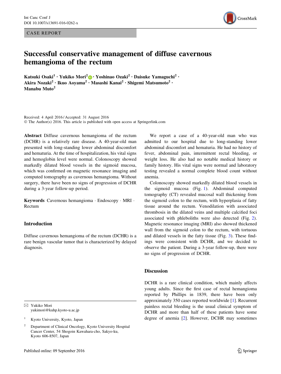 Successful Conservative Management Of Diffuse Cavernous Hemangioma Of The Rectum Topic Of Research Paper In Clinical Medicine Download Scholarly Article Pdf And Read For Free On Cyberleninka Open Science Hub
