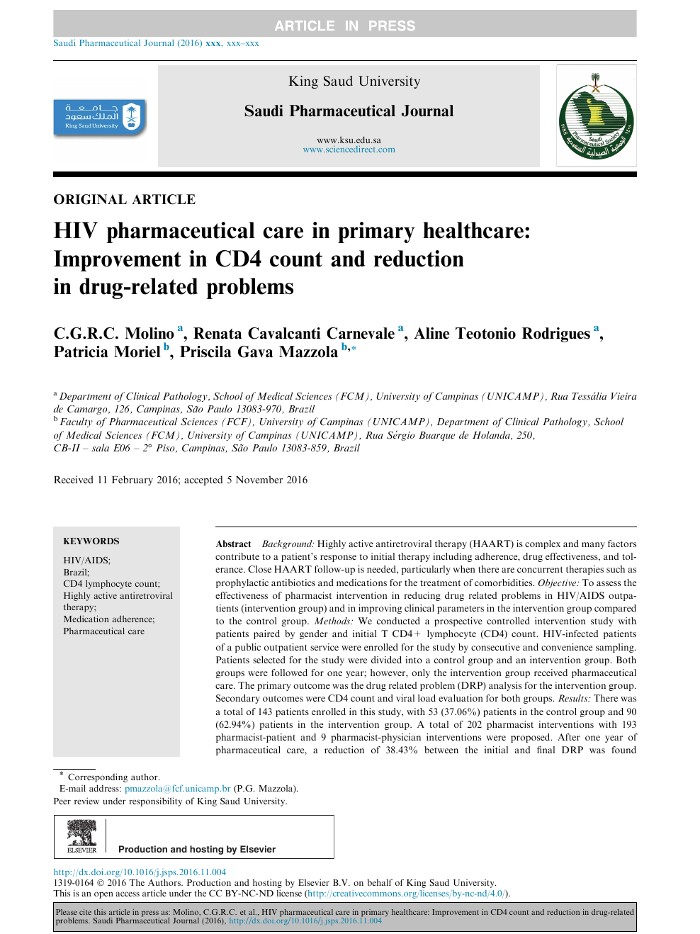 Hiv Pharmaceutical Care In Primary Healthcare Improvement In Cd4 Count And Reduction In Drug Related Problems Topic Of Research Paper In Economics And Business Download Scholarly Article Pdf And Read For Free