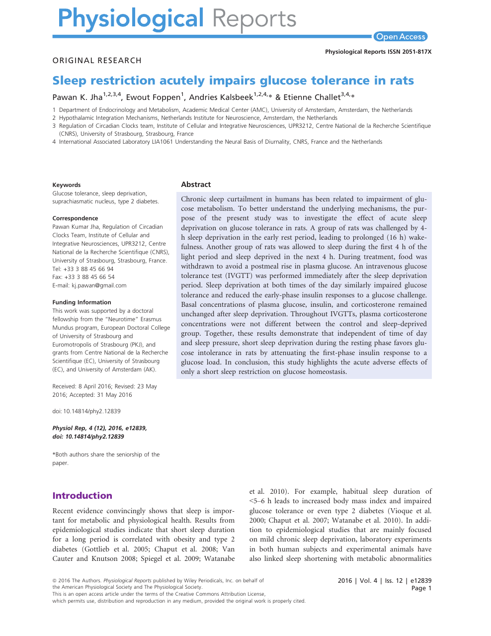 Sleep restriction acutely impairs glucose tolerance in rats – topic of  research paper in Biological sciences. Download scholarly article PDF and  read for free on CyberLeninka open science hub.
