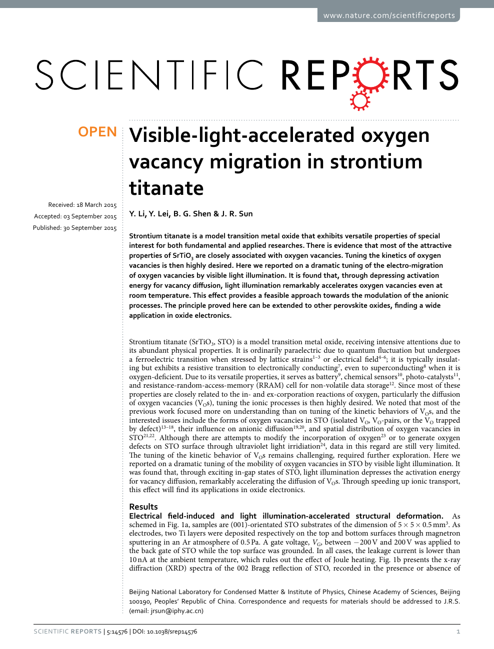 Visible Light Accelerated Oxygen Vacancy Migration In Strontium Titanate Topic Of Research Paper In Nano Technology Download Scholarly Article Pdf And Read For Free On Cyberleninka Open Science Hub