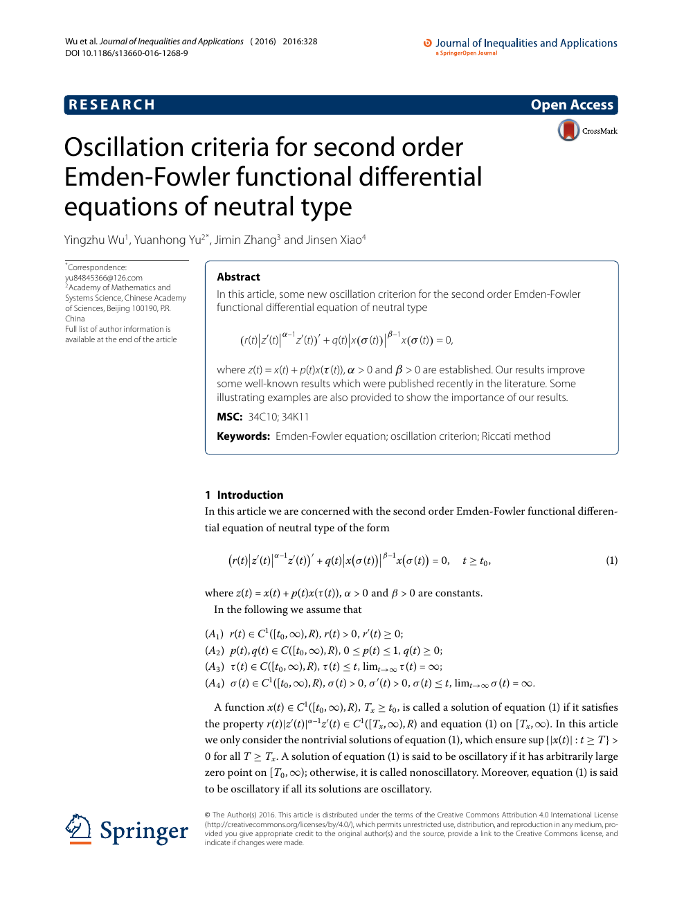 Oscillation Criteria For Second Order Emden Fowler Functional Differential Equations Of Neutral Type Topic Of Research Paper In Mathematics Download Scholarly Article Pdf And Read For Free On Cyberleninka Open Science Hub