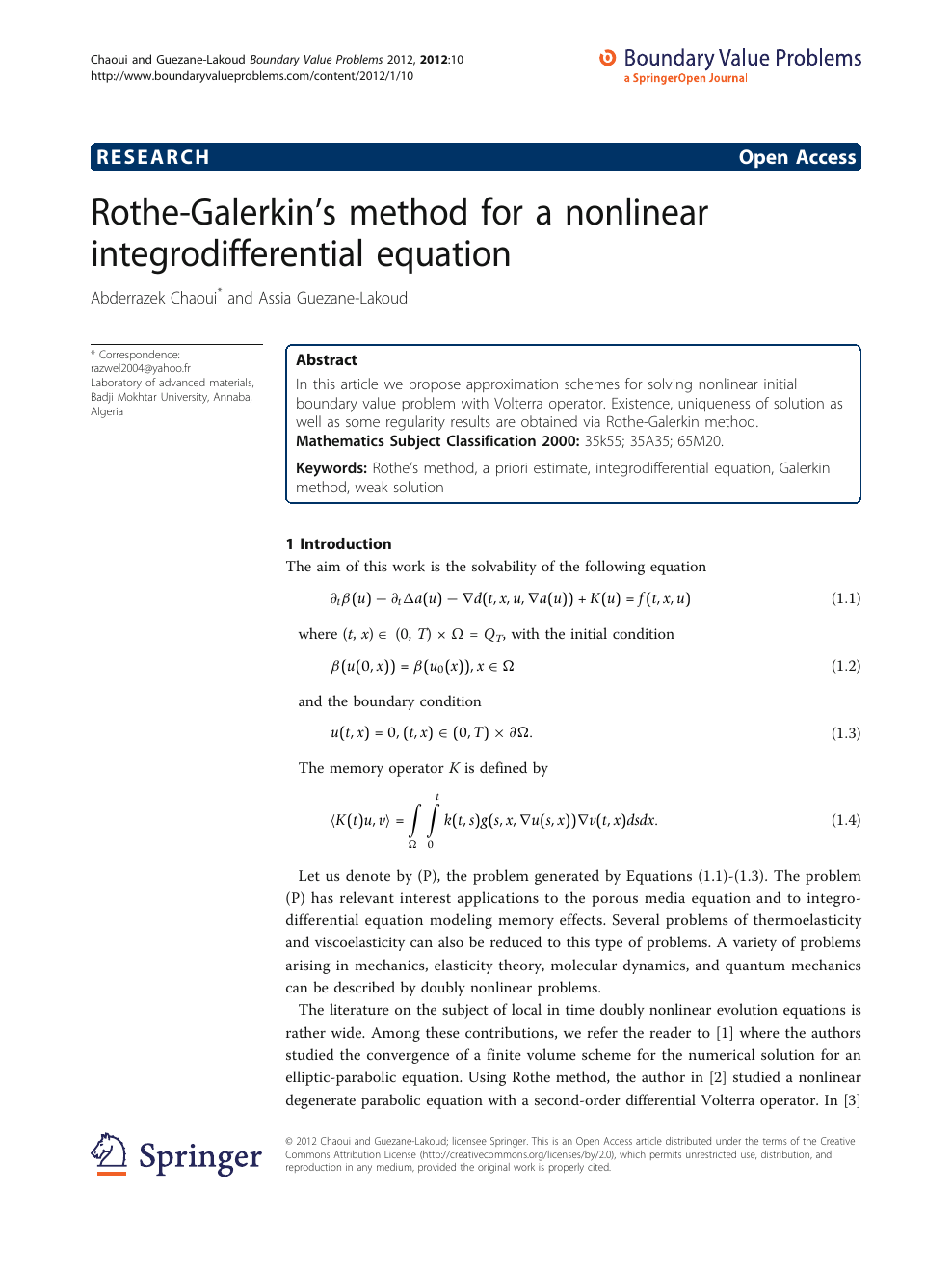 Rothe Galerkin S Method For Nonlinear Integrodifferential Equations Topic Of Research Paper In Mathematics Download Scholarly Article Pdf And Read For Free On Cyberleninka Open Science Hub