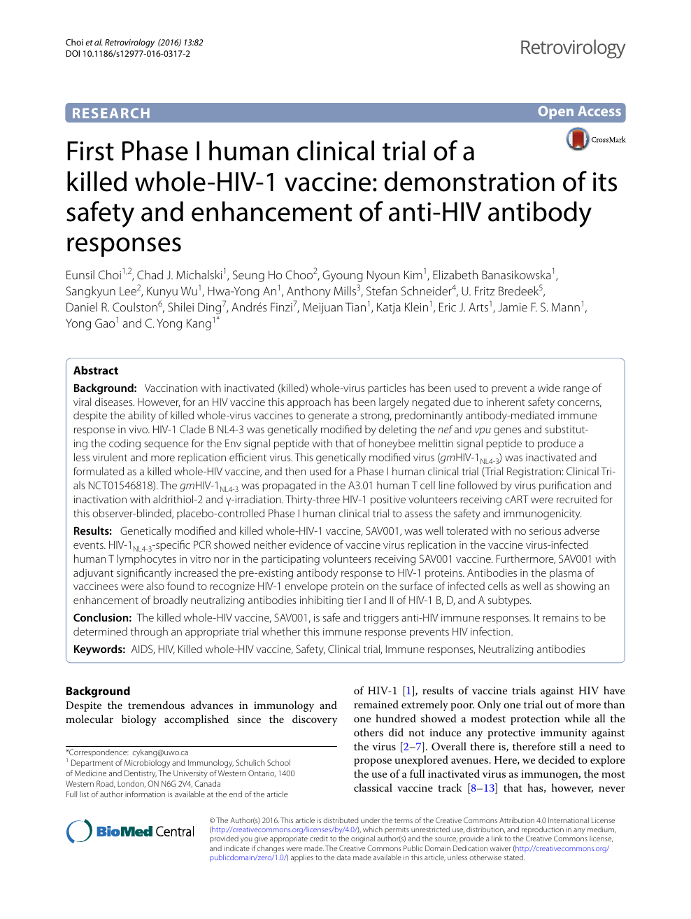 First Phase I Human Clinical Trial Of A Killed Whole Hiv 1 Vaccine Demonstration Of Its Safety And Enhancement Of Anti Hiv Antibody Responses Topic Of Research Paper In Veterinary Science Download Scholarly Article