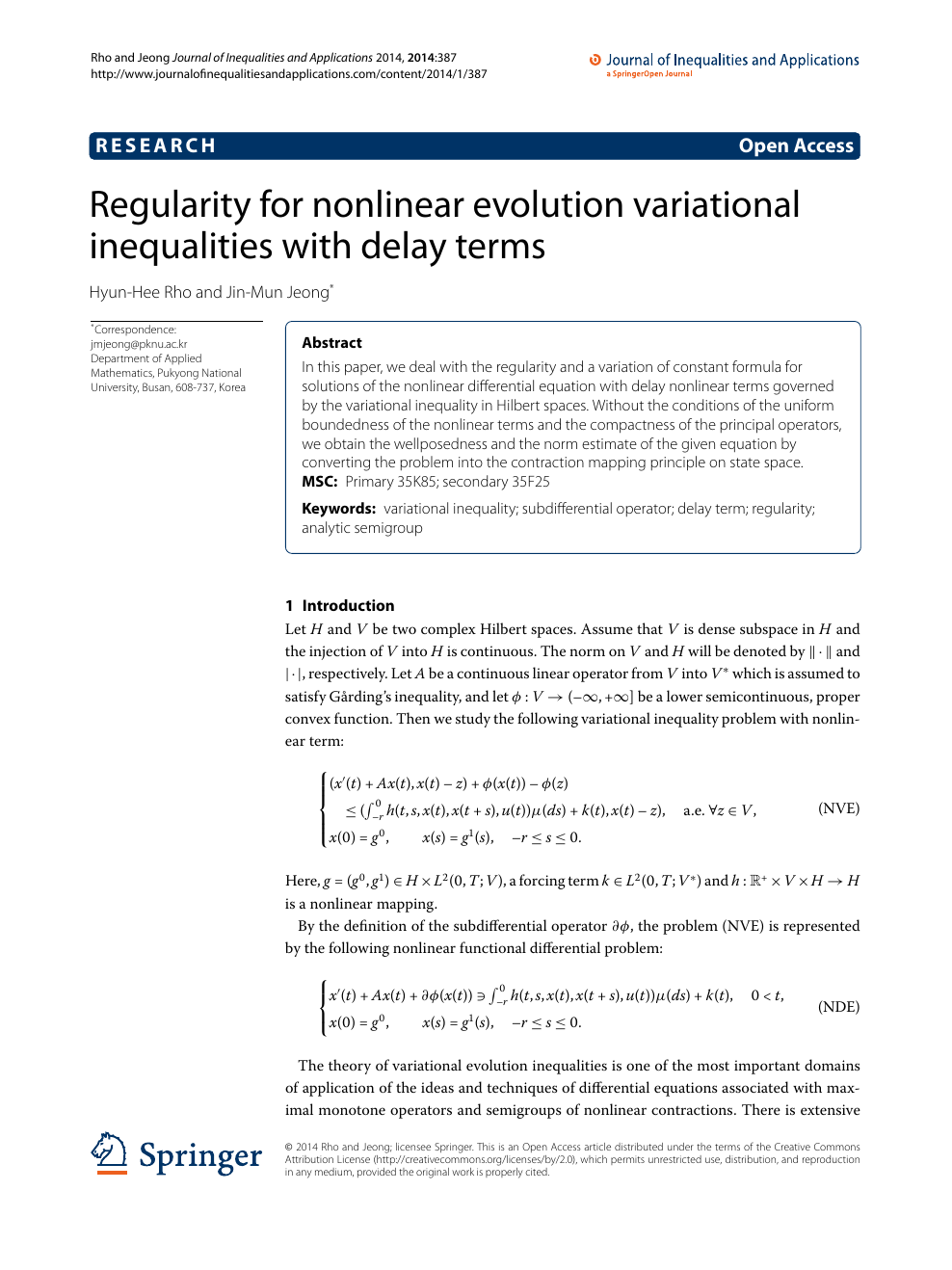 Regularity For Nonlinear Evolution Variational Inequalities With Delay Terms Topic Of Research Paper In Mathematics Download Scholarly Article Pdf And Read For Free On Cyberleninka Open Science Hub