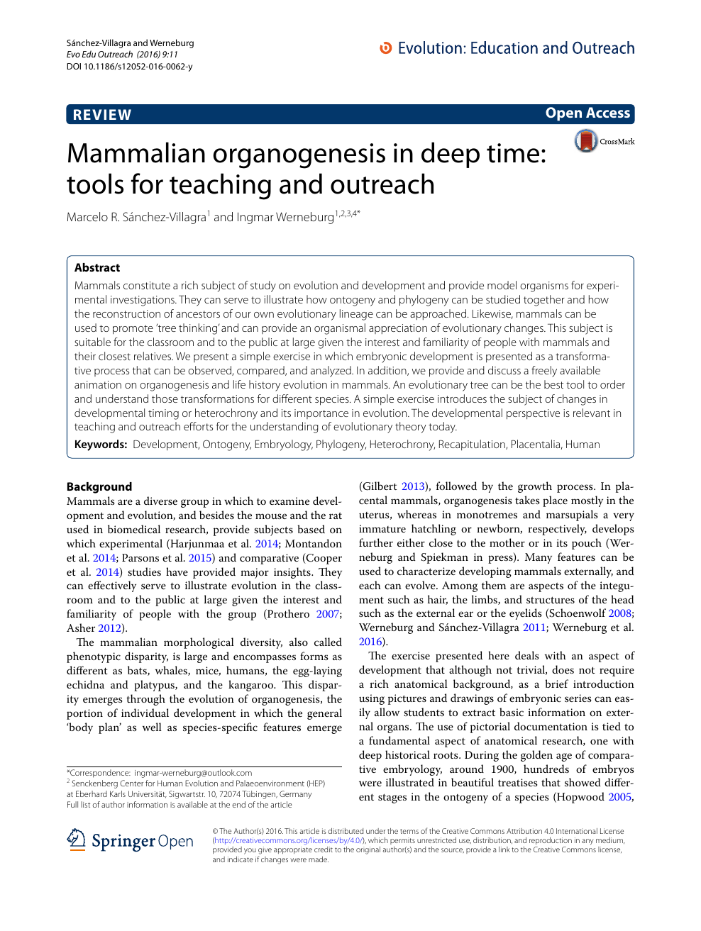 Mammalian Organogenesis In Deep Time Tools For Teaching And Outreach Topic Of Research Paper In Biological Sciences Download Scholarly Article Pdf And Read For Free On Cyberleninka Open Science Hub