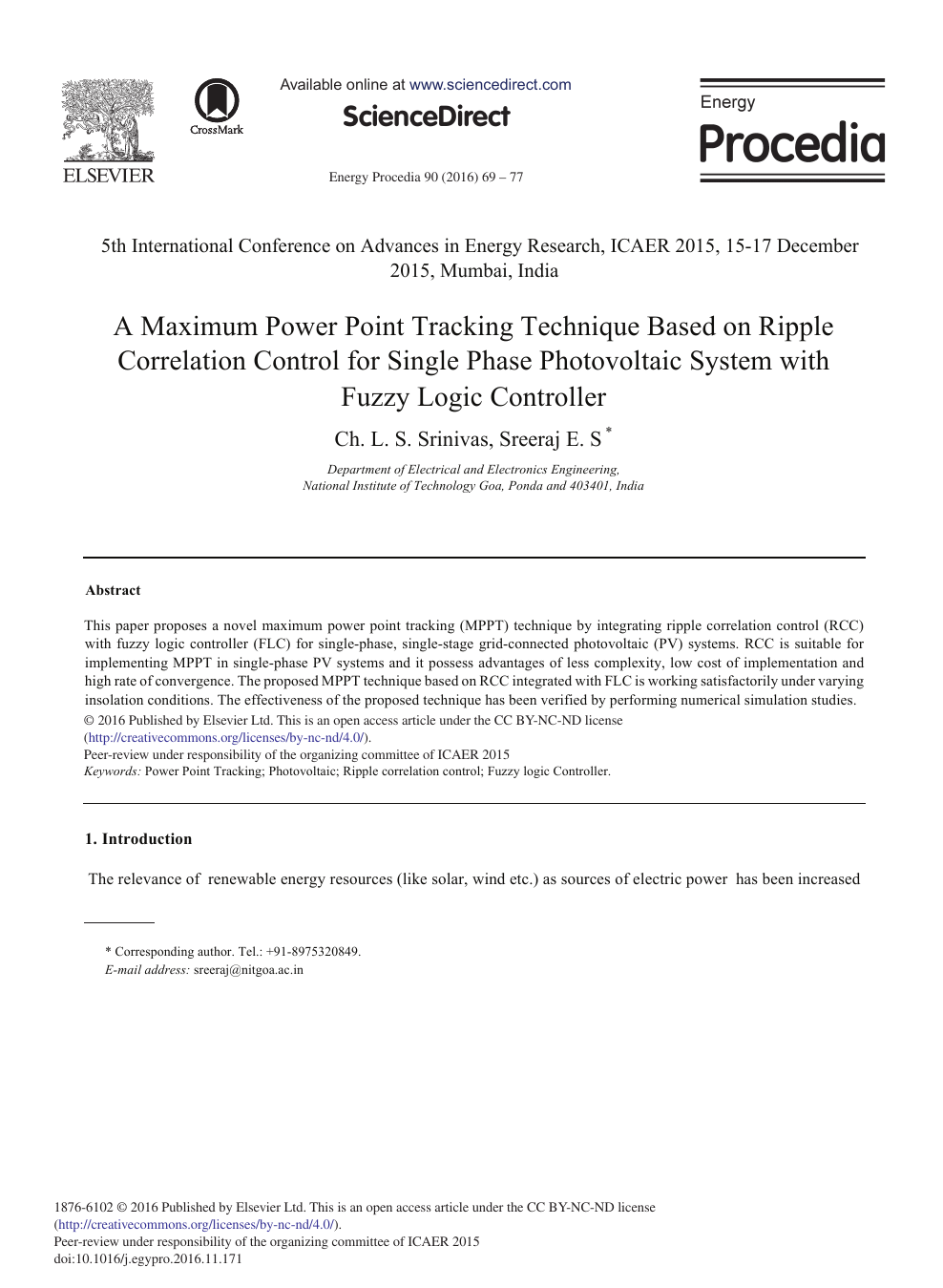 A Maximum Power Point Tracking Technique Based On Ripple Correlation Control For Single Phase Photovoltaic System With Fuzzy Logic Controller Topic Of Research Paper In Materials Engineering Download Scholarly Article Pdf