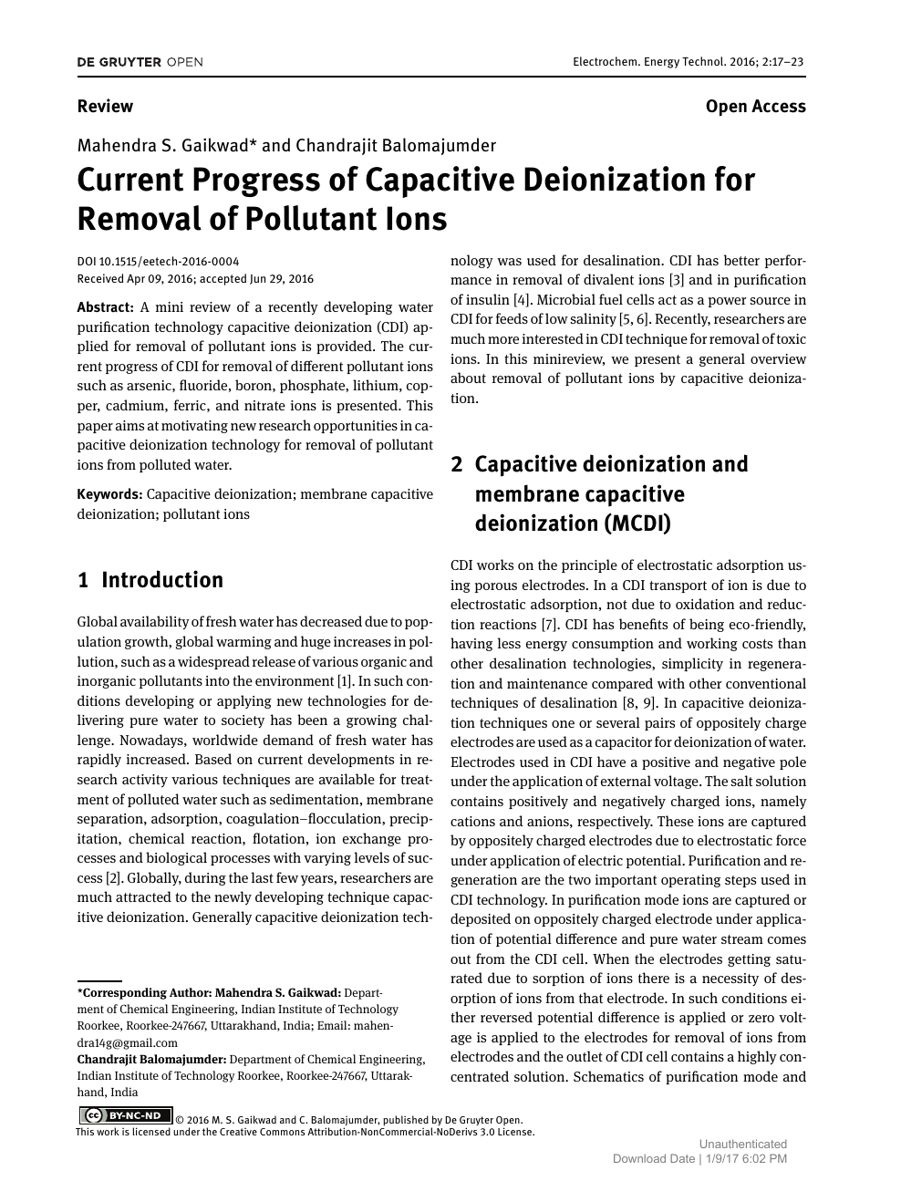 Current Progress Of Capacitive Deionization For Removal Of Pollutant Ions Topic Of Research Paper In Chemical Sciences Download Scholarly Article Pdf And Read For Free On Cyberleninka Open Science Hub