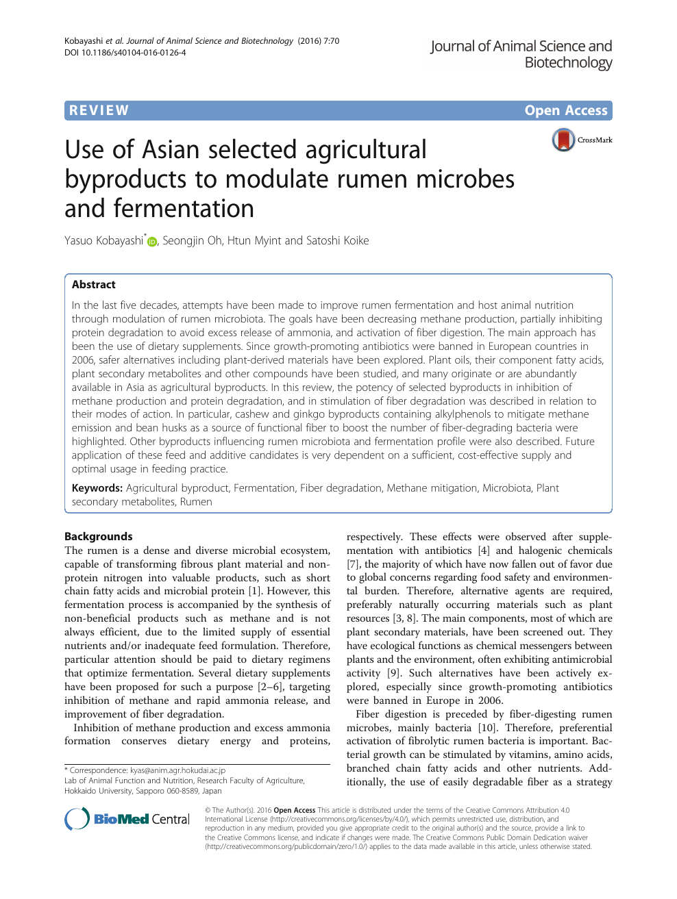 Use of Asian selected agricultural byproducts to modulate rumen microbes  and fermentation – topic of research paper in Animal and dairy science.  Download scholarly article PDF and read for free on CyberLeninka