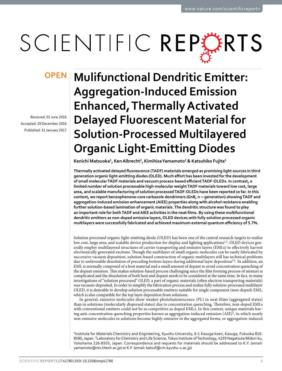 Mulifunctional Dendritic Emitter: Aggregation-Induced