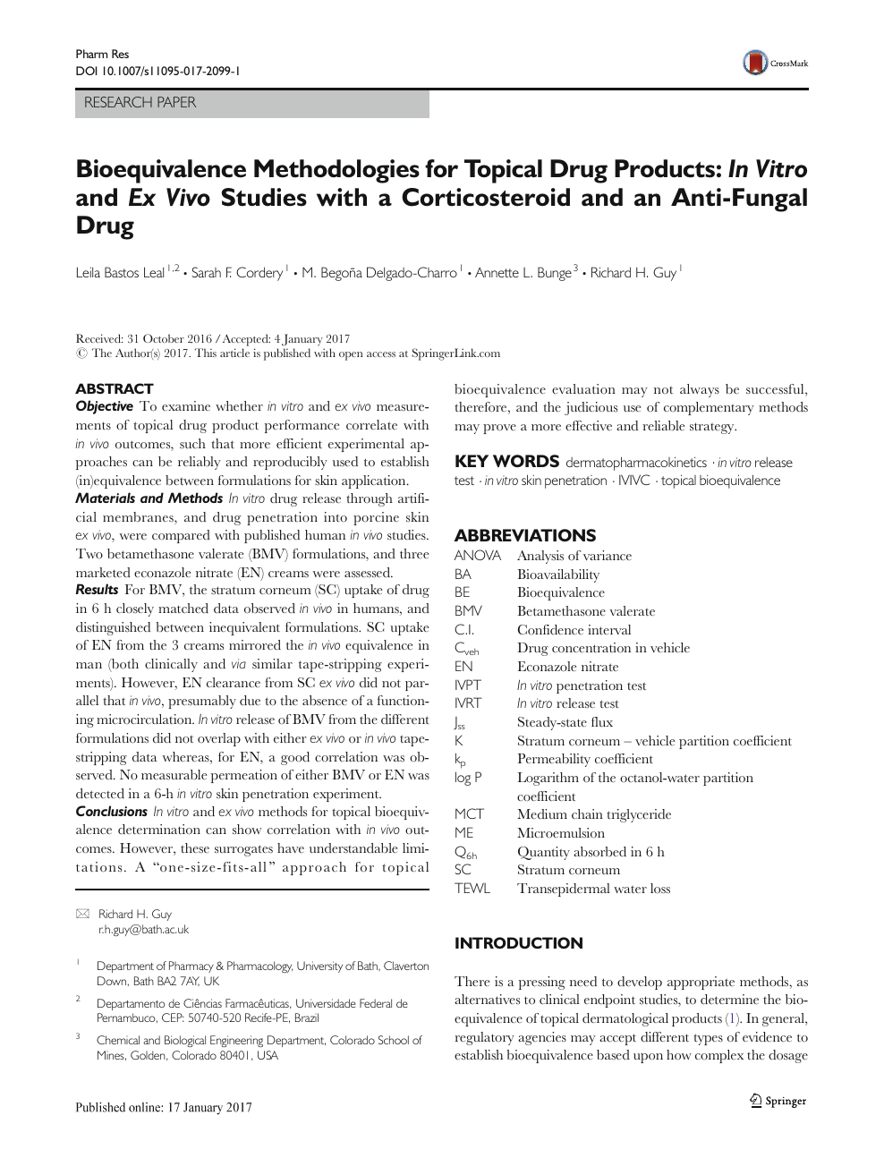 Bioequivalence Methodologies For Topical Drug Products In Vitro And Ex Vivo Studies With A Corticosteroid And An Anti Fungal Drug Topic Of Research Paper In Biological Sciences Download Scholarly Article Pdf And