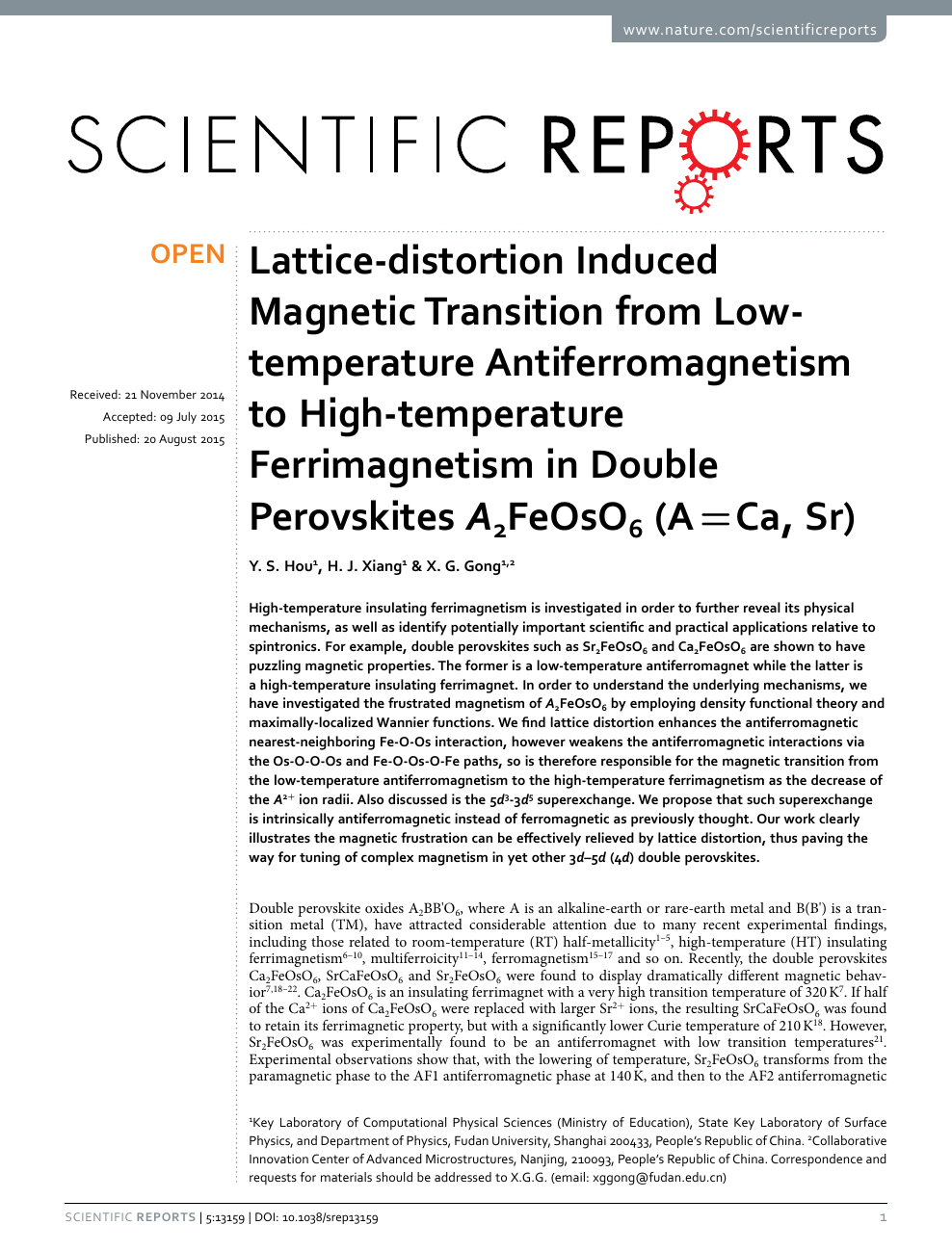 Lattice Distortion Induced Magnetic Transition From Low Temperature Antiferromagnetism To High Temperature Ferrimagnetism In Double Perovskites feoso6 A Ca Sr Topic Of Research Paper In Nano Technology Download Scholarly Article Pdf And Read For