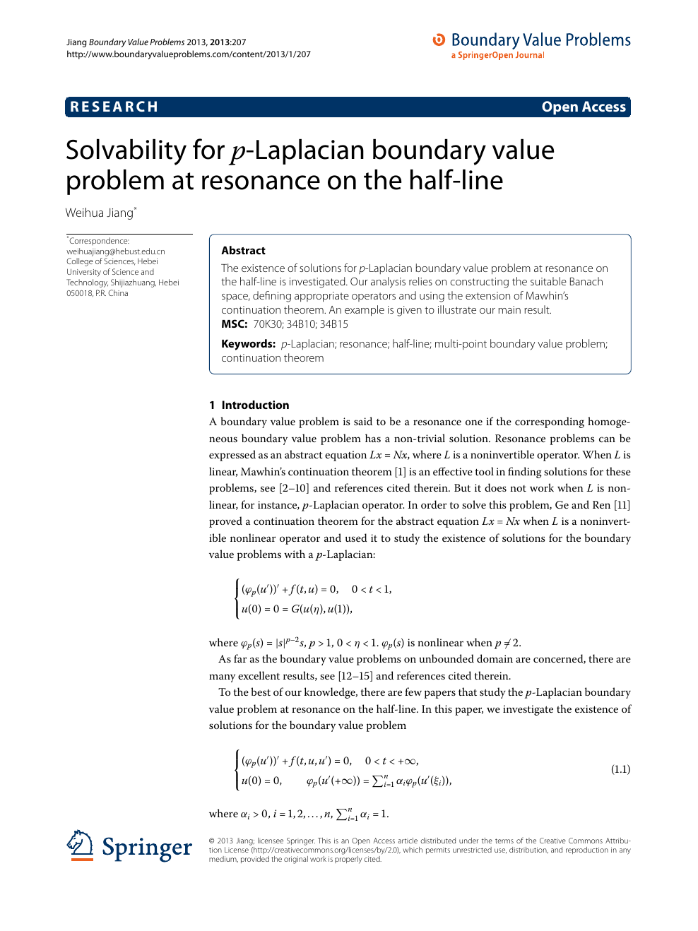 Solvability For P Laplacian Boundary Value Problem At Resonance On The Half Line Topic Of Research Paper In Mathematics Download Scholarly Article Pdf And Read For Free On Cyberleninka Open Science Hub