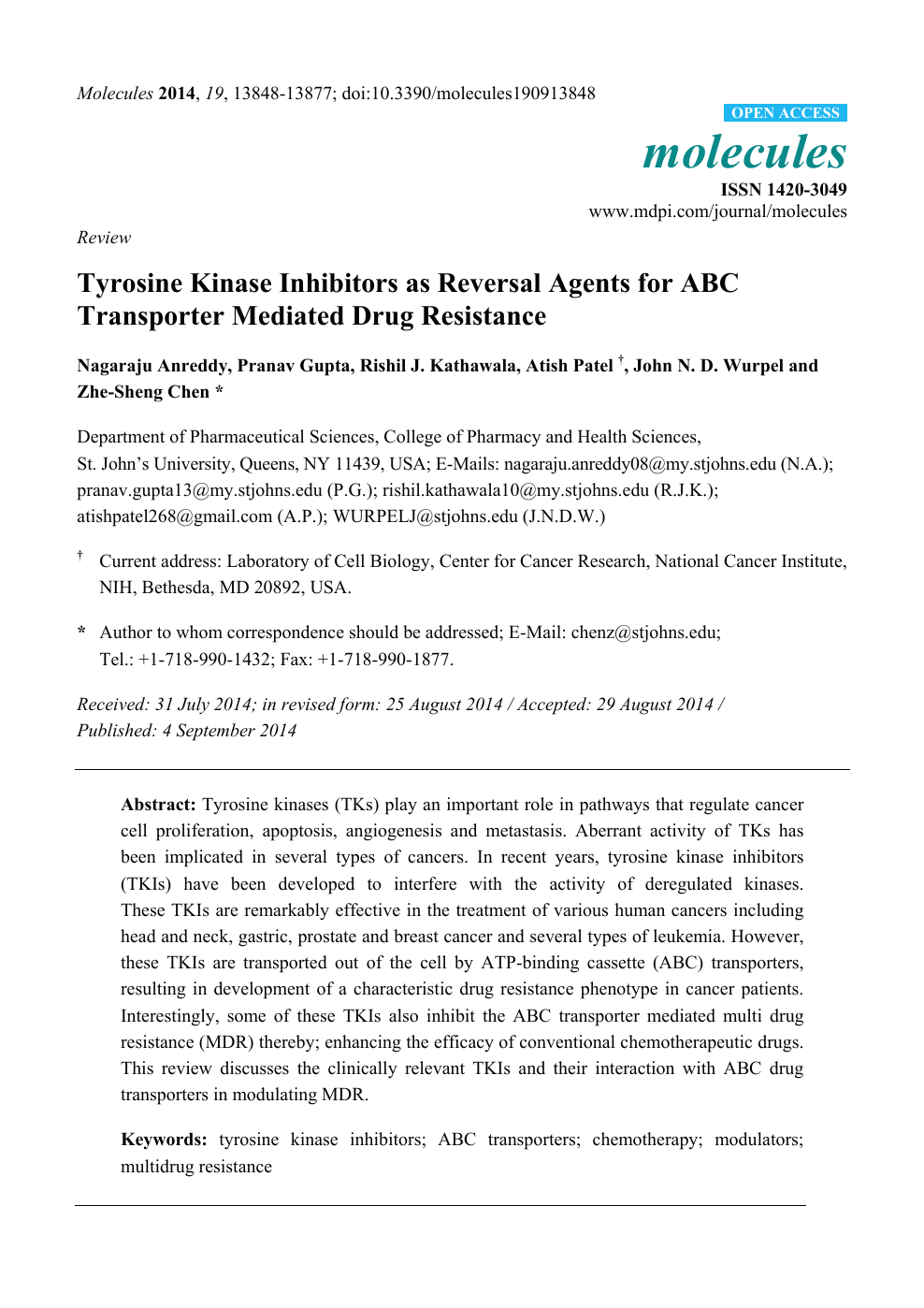 Tyrosine Kinase Inhibitors As Reversal Agents For Abc Transporter Mediated Drug Resistance Topic Of Research Paper In Biological Sciences Download Scholarly Article Pdf And Read For Free On Cyberleninka Open Science