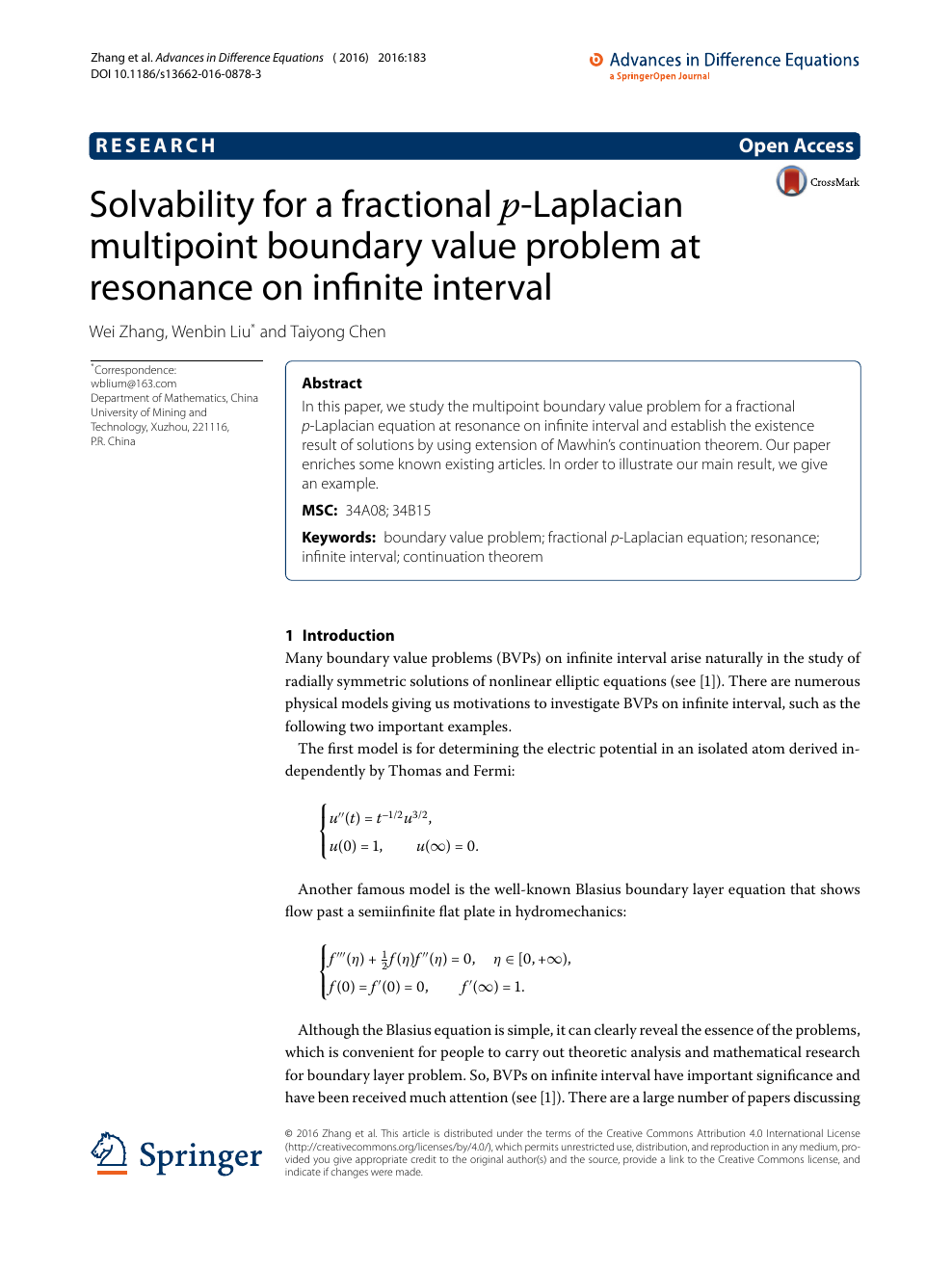 Solvability For A Fractional P Laplacian Multipoint Boundary Value Problem At Resonance On Infinite Interval Topic Of Research Paper In Mathematics Download Scholarly Article Pdf And Read For Free On Cyberleninka Open