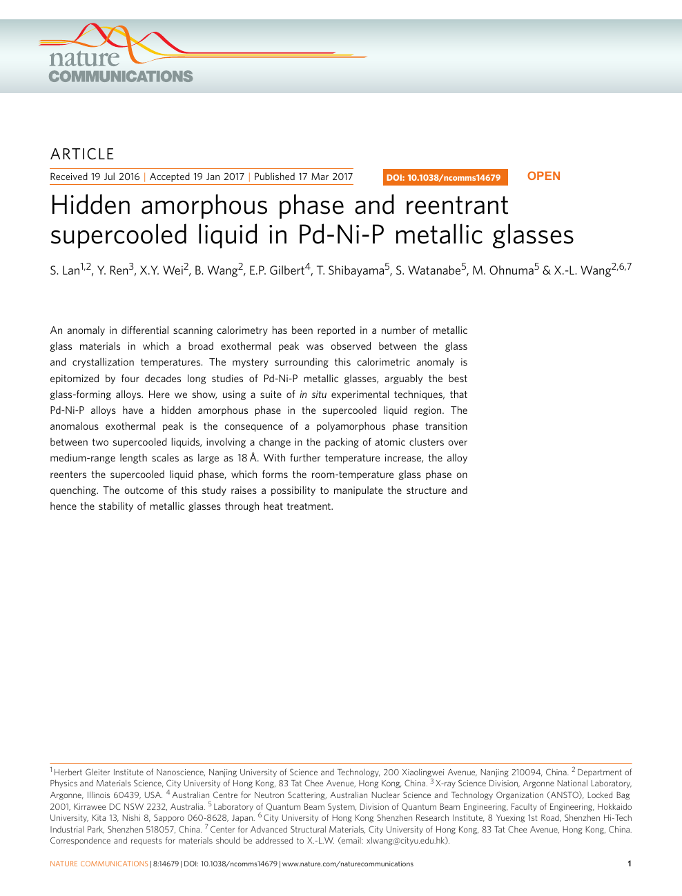 Hidden Amorphous Phase And Reentrant Supercooled Liquid In Pd Ni P Metallic Glasses Topic Of Research Paper In Nano Technology Download Scholarly Article Pdf And Read For Free On Cyberleninka Open Science Hub