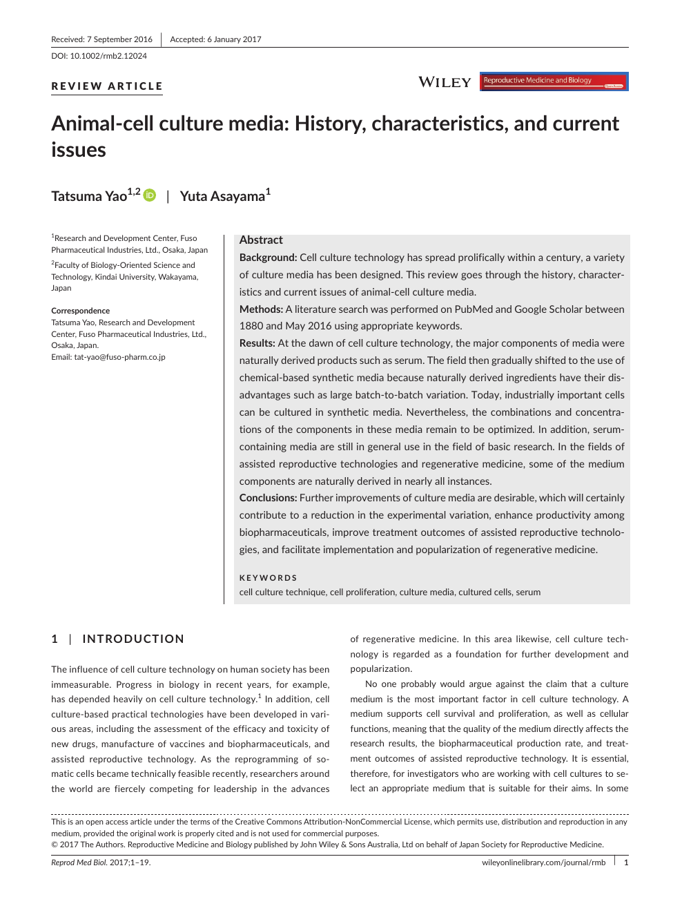 Animal-cell culture media: History, characteristics, and current issues –  topic of research paper in Biological sciences. Download scholarly article  PDF and read for free on CyberLeninka open science hub.