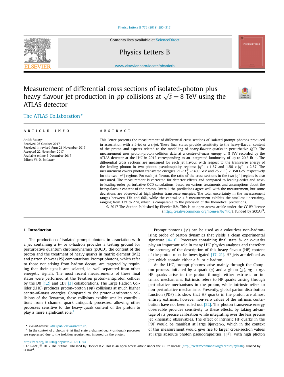 Measurement Of Differential Cross Sections Of Isolated Photon Plus Heavy Flavour Jet Production In Pp Collisions At S 8 Tev Using The Atlas Detector Topic Of Research Paper In Physical Sciences Download Scholarly Article