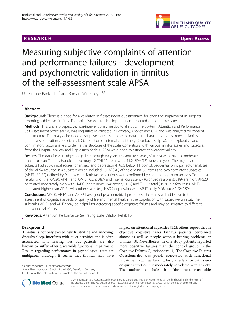 Measuring subjective complaints of attention and performance