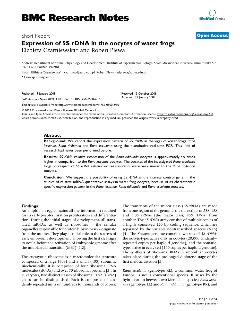 Expression of 5S rDNA in the oocytes of water frogs – topic of research  paper in Biological sciences. Download scholarly article PDF and read for  free on CyberLeninka open science hub.