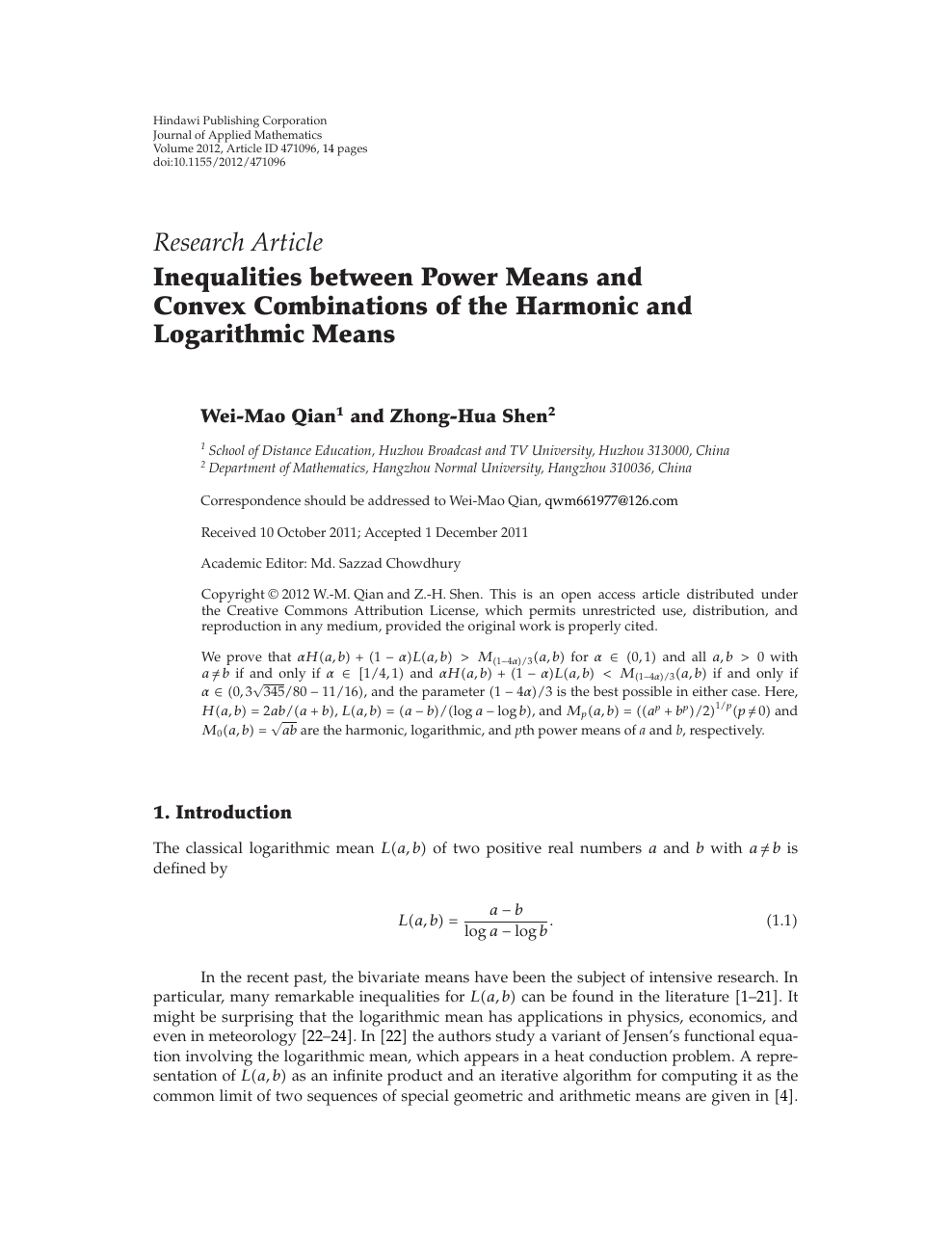 Inequalities Between Power Means And Convex Combinations Of The Harmonic And Logarithmic Means Topic Of Research Paper In Mathematics Download Scholarly Article Pdf And Read For Free On Cyberleninka Open Science