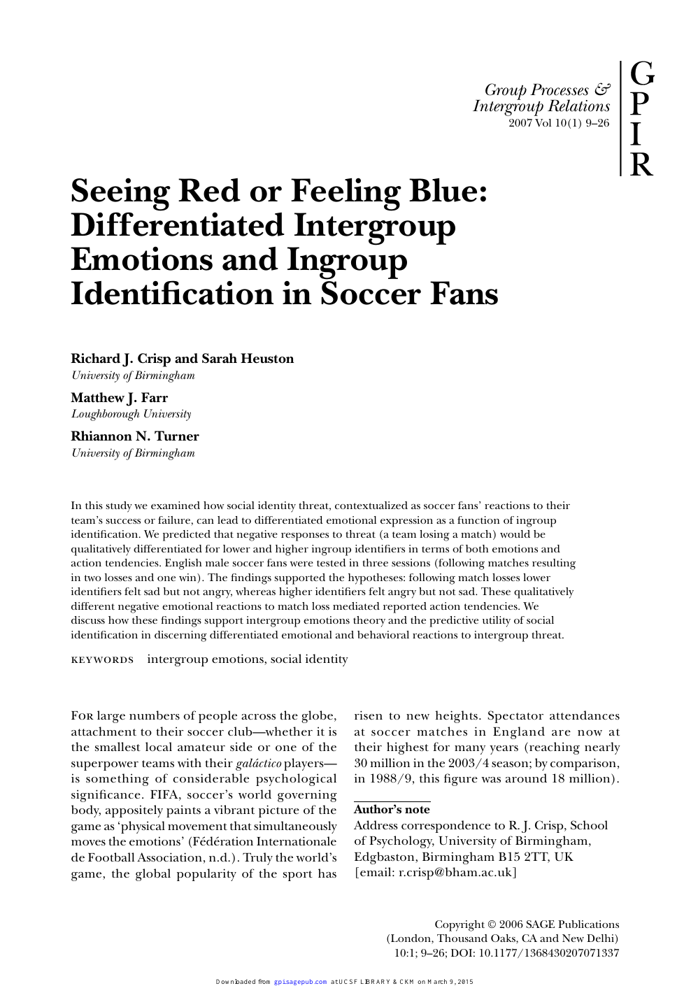 Seeing Red Or Feeling Blue Differentiated Intergroup - 