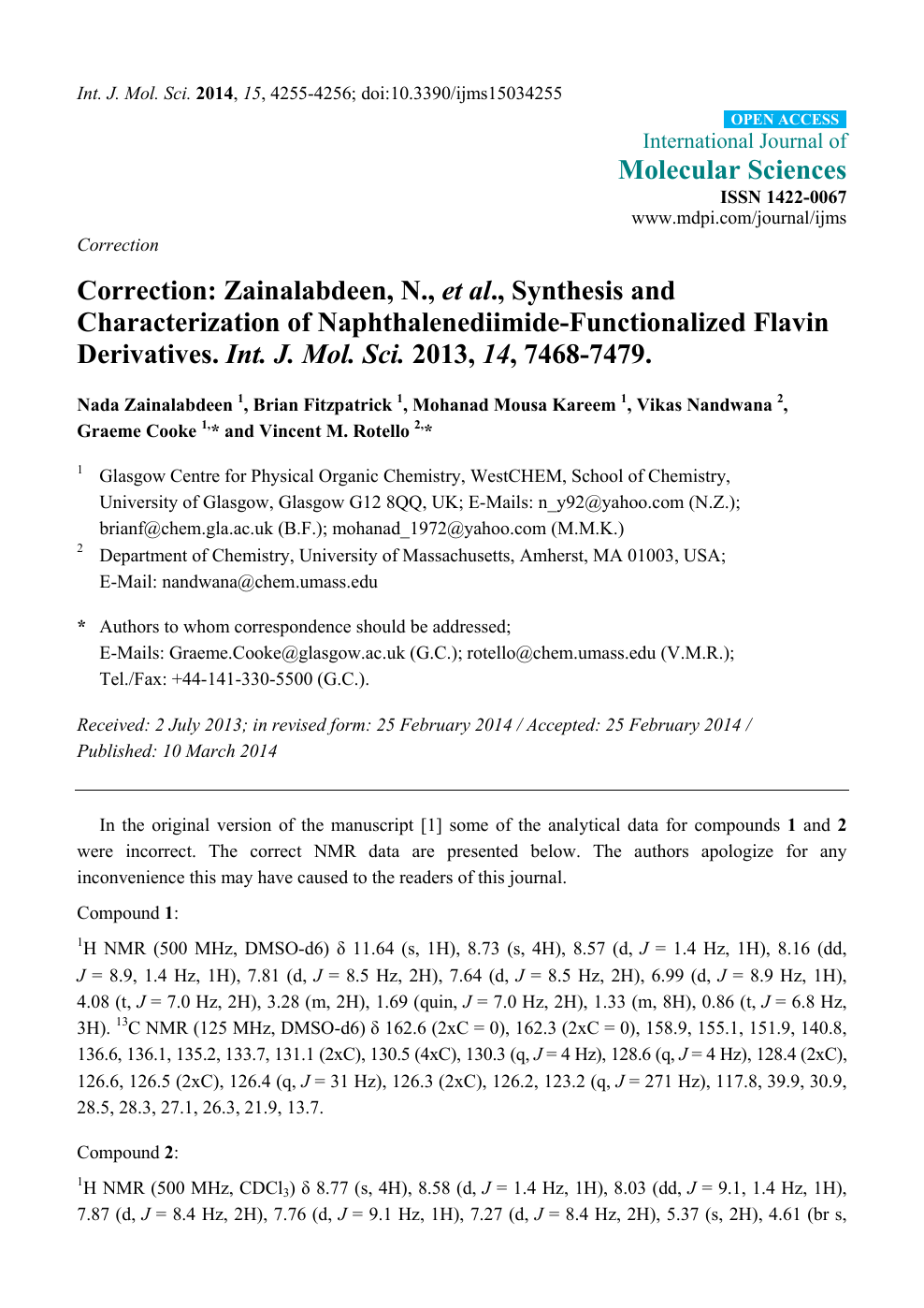 Correction Zainalabdeen N Et Al Synthesis And Characterization Of Naphthalenediimide Functionalized Flavin Derivatives Int J Mol Sci 2013 14 7468 7479 Topic Of Research Paper In Philosophy Ethics And Religion Download Scholarly Article