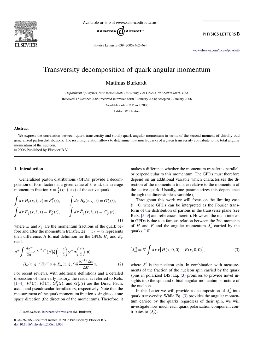 Transversity Decomposition Of Quark Angular Momentum Topic Of Research Paper In Physical Sciences Download Scholarly Article Pdf And Read For Free On Cyberleninka Open Science Hub