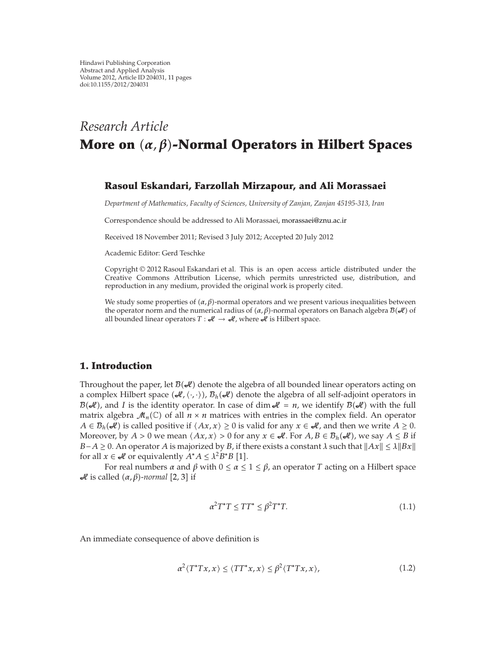More On 𝜶 𝜷 Normal Operators In Hilbert Spaces Topic Of Research Paper In Mathematics Download Scholarly Article Pdf And Read For Free On Cyberleninka Open Science Hub