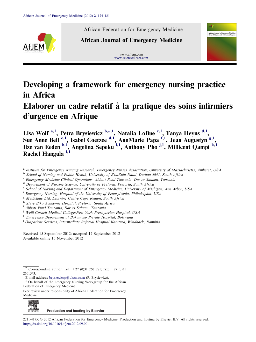 Developing A Framework For Emergency Nursing Practice In Africa Topic Of Research Paper In Economics And Business Download Scholarly Article Pdf And Read For Free On Cyberleninka Open Science Hub
