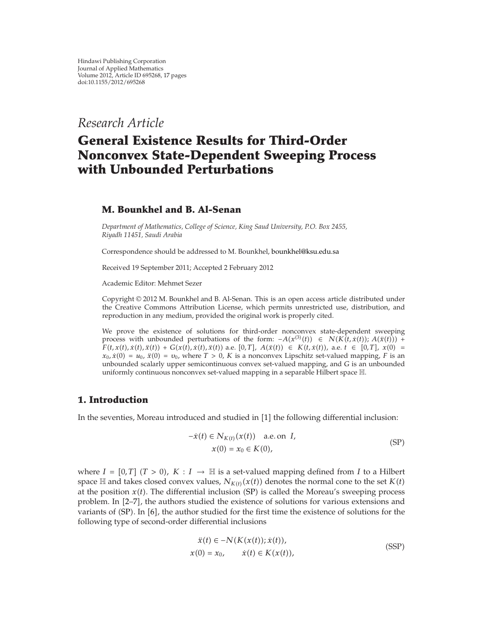 General Existence Results For Third Order Nonconvex State Dependent Sweeping Process With Unbounded Perturbations Topic Of Research Paper In Mathematics Download Scholarly Article Pdf And Read For Free On Cyberleninka Open Science Hub