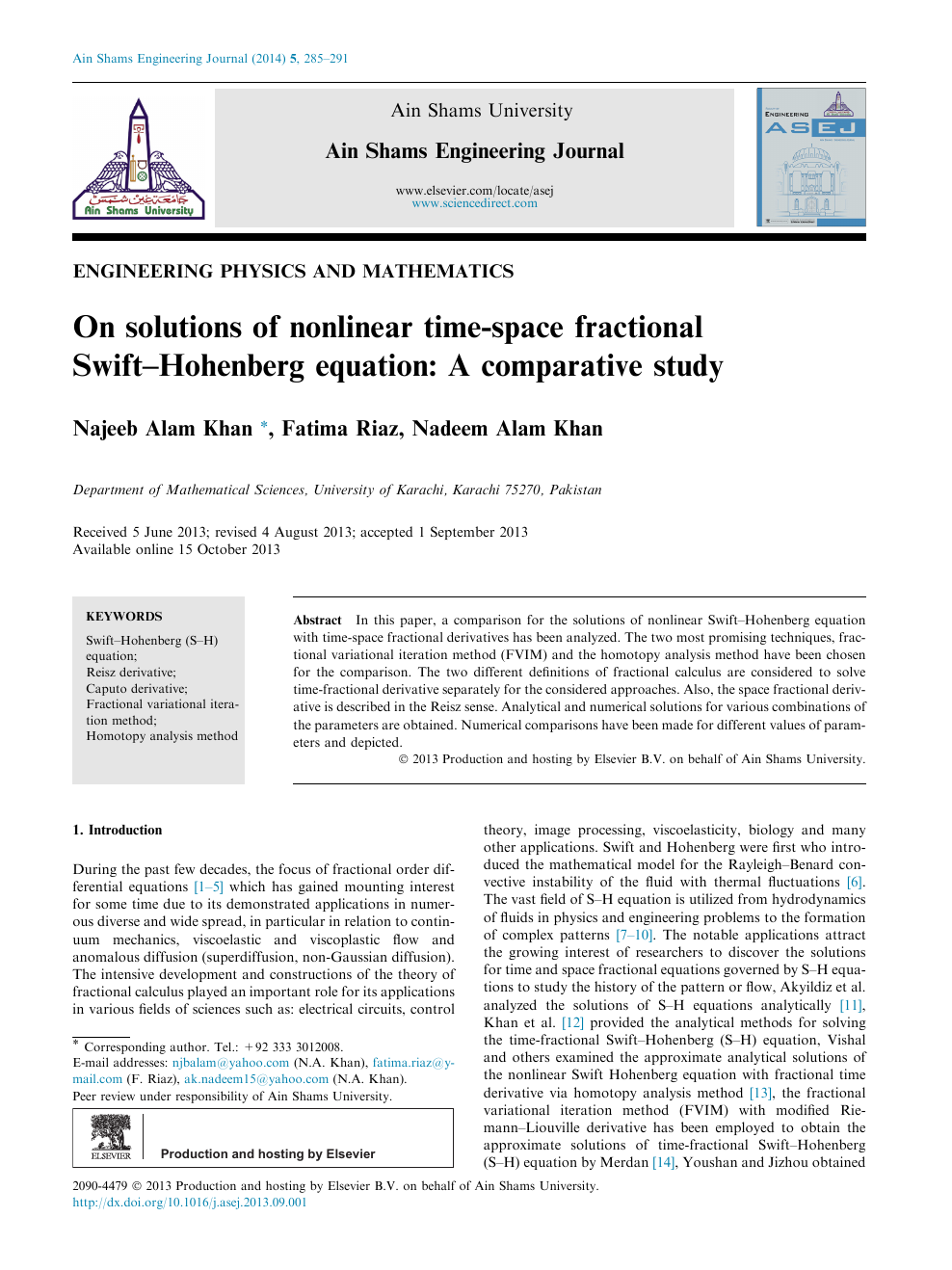 On Solutions Of Nonlinear Time Space Fractional Swift Hohenberg Equation A Comparative Study Topic Of Research Paper In Mathematics Download Scholarly Article Pdf And Read For Free On Cyberleninka Open Science Hub