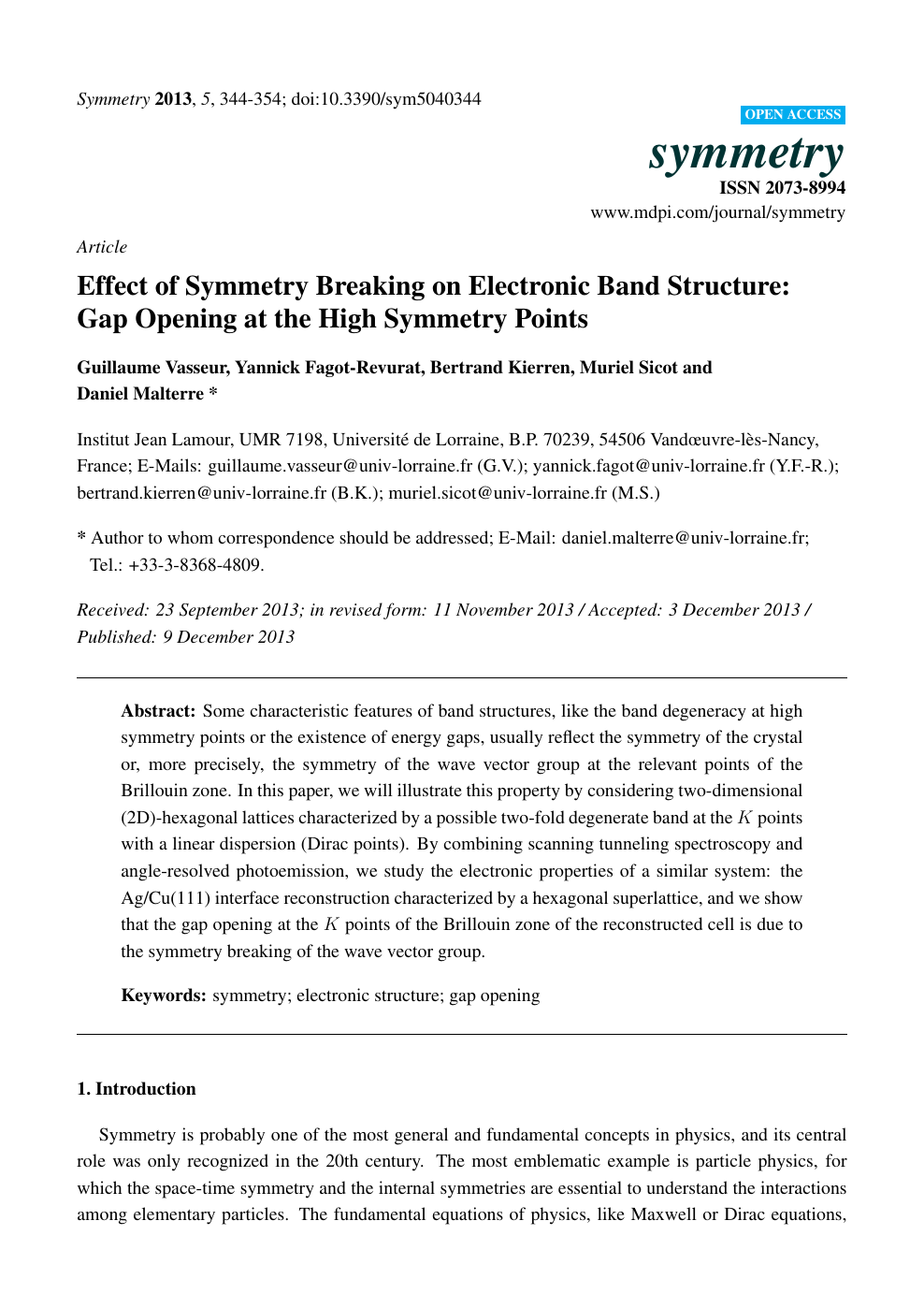 Effect Of Symmetry Breaking On Electronic Band Structure Gap Opening At The High Symmetry Points Topic Of Research Paper In Nano Technology Download Scholarly Article Pdf And Read For Free On Cyberleninka